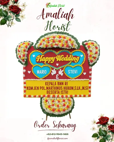 Karangan Papan Bunga Pernikahan di Sukowilangun
